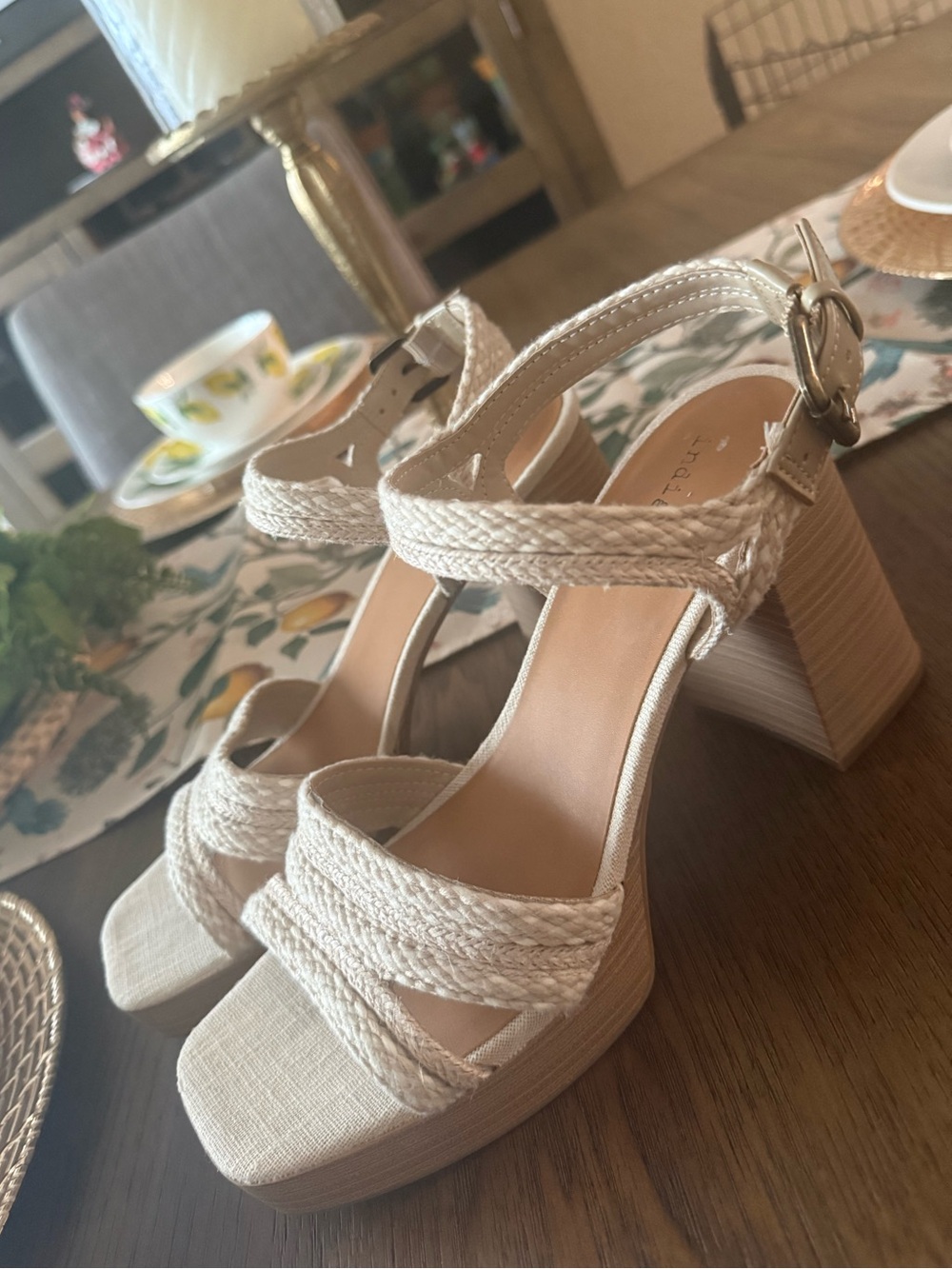 Indigo Braided Platform Sandals in Cream